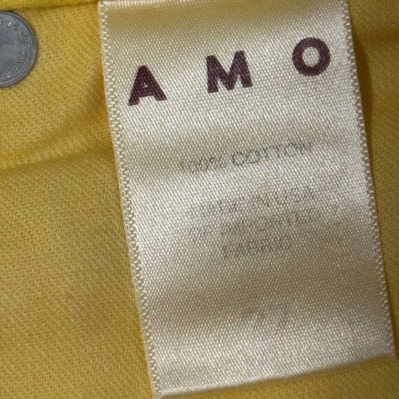 AMO Womens Tomboy Crop Pants Yellow Denim Size 27 Relaxed Fit Button Fly - Picture 11 of 16